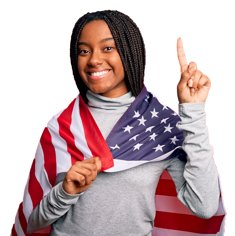 Girl with American Flag